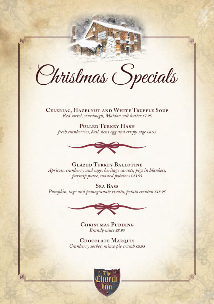 This weeks festive specials | The Church Inn of mobberley